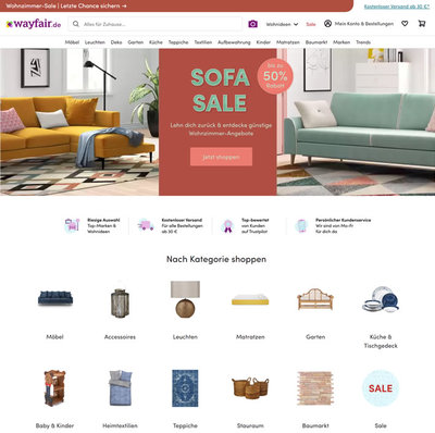 德国家具、照明、家居用品网上商店:Wayfair.de